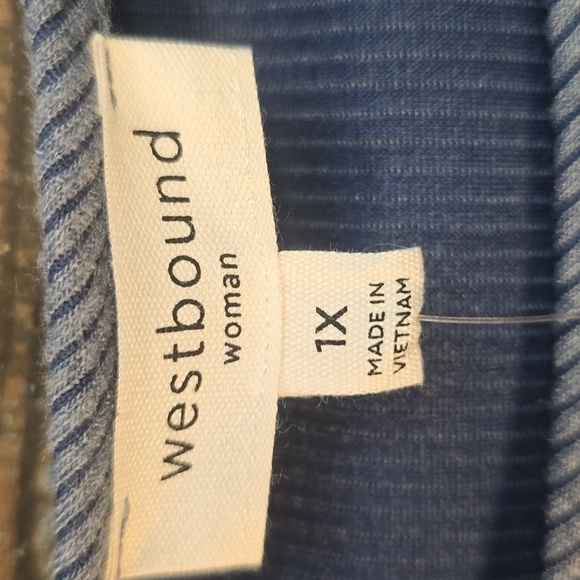 Westbound Blue Ribbed Knit Top, Plus Size 1X, NWT - Picture 3 of 5